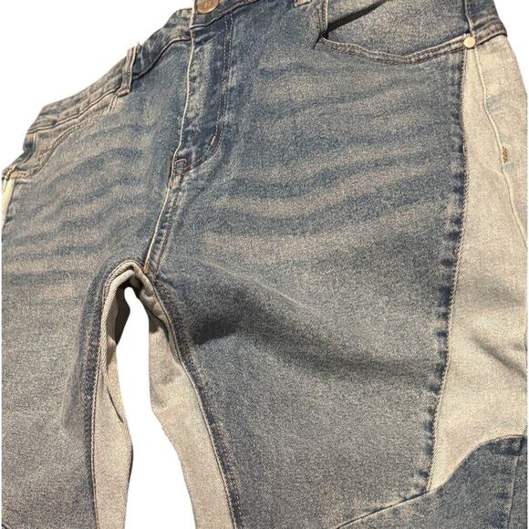 Homme + Femme Diagonal Two Tone Wash Jeans, Size 38, New with Tag $175 Rare Find - Picture 2 of 6